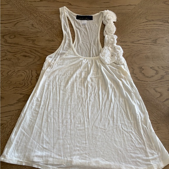 Blue Rain Tops - Blue Rain Ivory Tank Top with Floral Accents